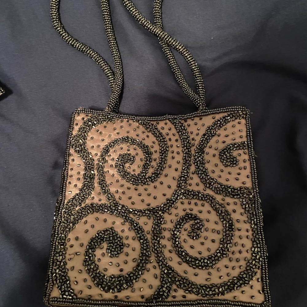 Elegant Beaded Swirl Design Bag